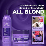 Prohall Cosmetic Brazilian Purple Hair Mask Hair Toner for Bleached,Chemical Treated, Orange & Brassy Hair-Reduce Yellowness, Restore Strength, Elasticity & Hydration (10.5floz)