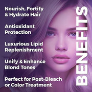 Prohall Cosmetic Brazilian Purple Hair Mask Hair Toner for Bleached,Chemical Treated, Orange & Brassy Hair-Reduce Yellowness, Restore Strength, Elasticity & Hydration (10.5floz)