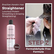 Brazilian Keratin Hair Treatment Kit - Straightening Blowout Formaldehyde-Free -Prohall Professional Miracle Therapy 17oz- Keratina Queratina Alisador para el pelo