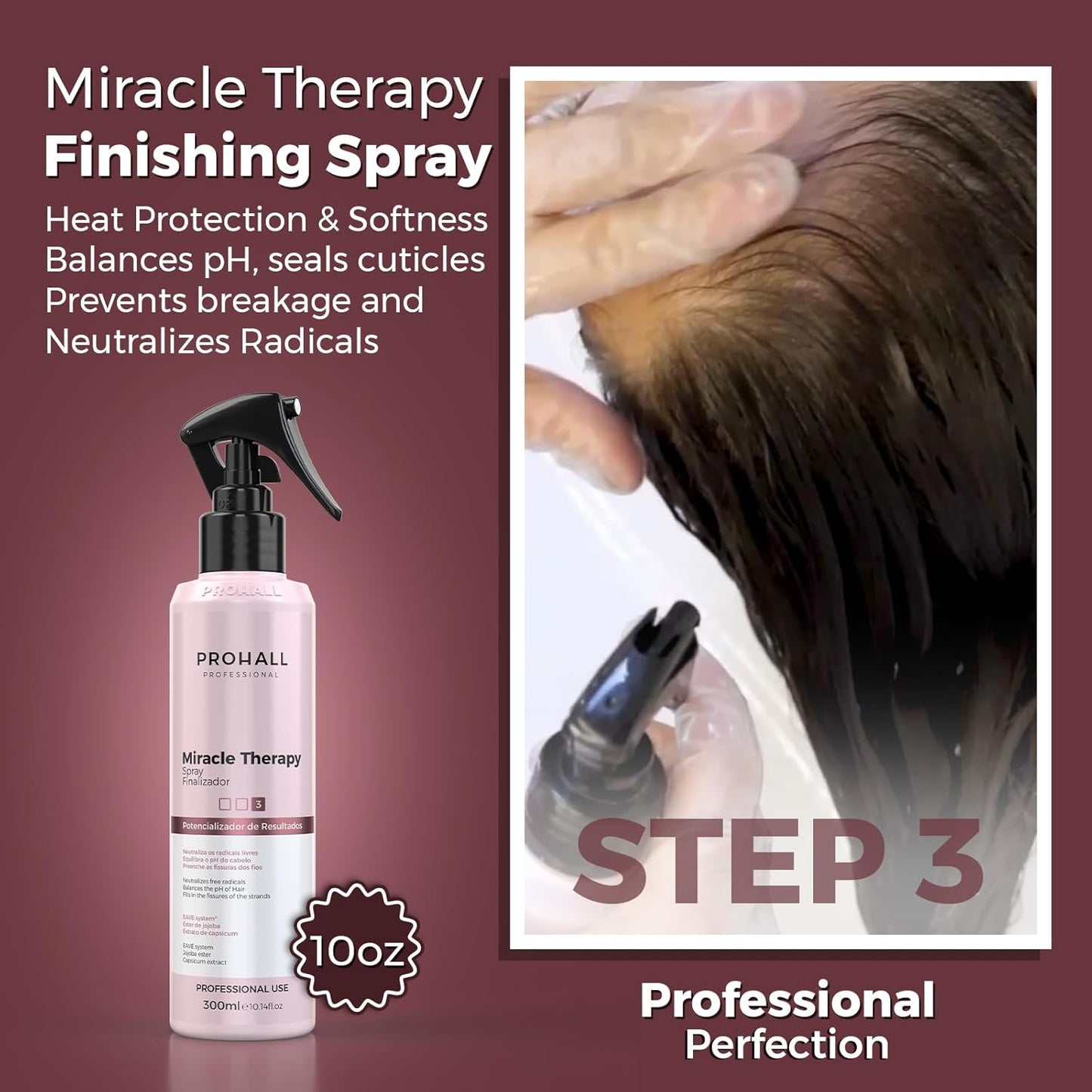 Brazilian Keratin Hair Treatment Kit - Straightening Blowout Formaldehyde-Free -Prohall Professional Miracle Therapy 17oz- Keratina Queratina Alisador para el pelo