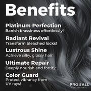 Prohall Cosmetic Platinum Blonde Toning Mask for Dry Damaged & Brassy Hair-Neutralize Yellowness & Promote Platinum Tone-16.9 Fl Oz