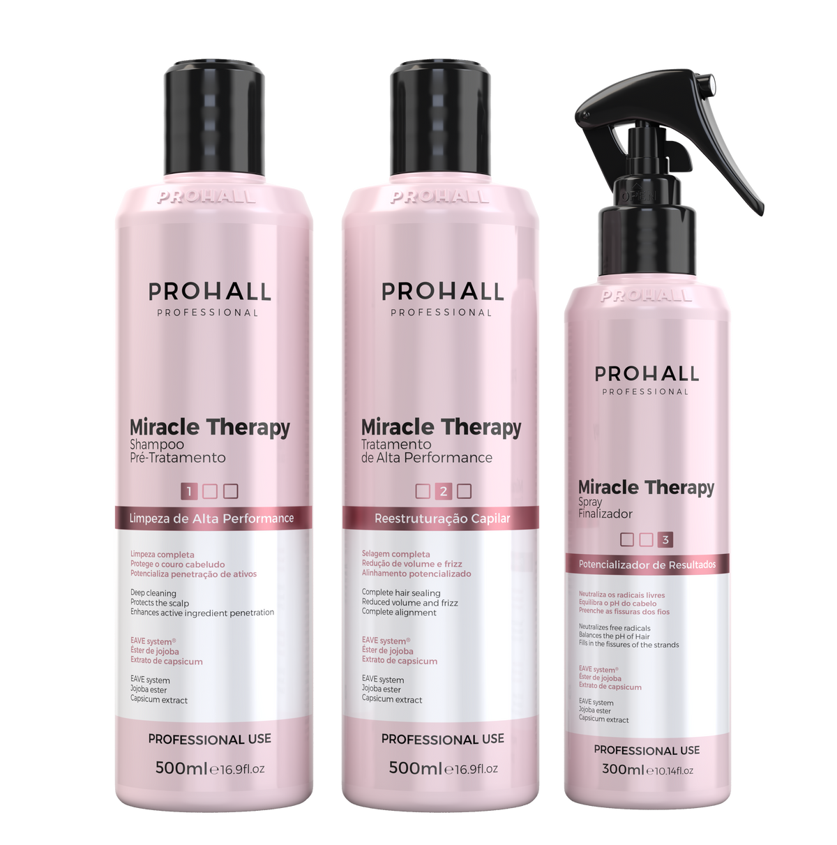 Brazilian Keratin Hair Treatment Kit - Straightening Blowout Formaldehyde-Free -Prohall Professional Miracle Therapy 17oz- Keratina Queratina Alisador para el pelo
